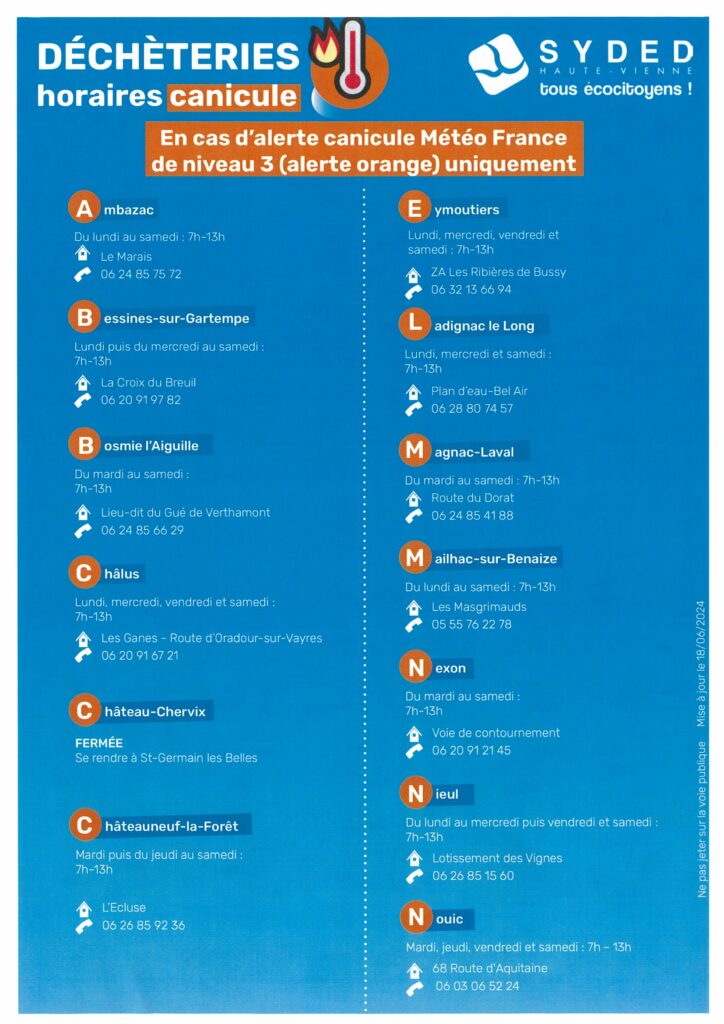 Horaires canicule déchetteries