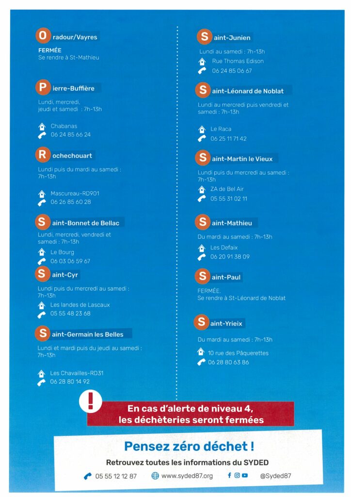 Horaires canicule déchetteries