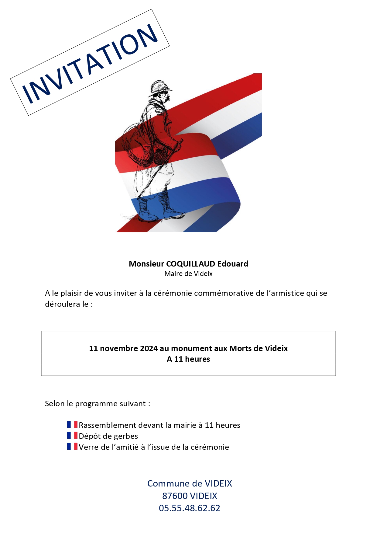 Invitation commémoration du 11 novembre 2024